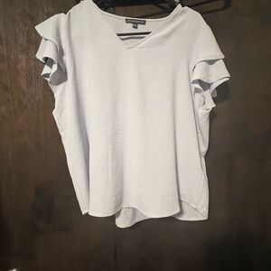 Adrianna Papell Light Gray Ruffle Sleeve Blouse